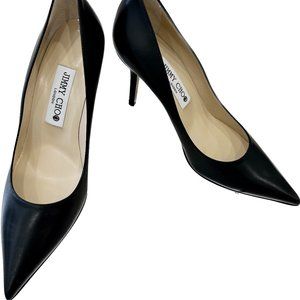 NEW Jimmy Choo Black Leather Pointy Toe Pumps (EU36/US6)